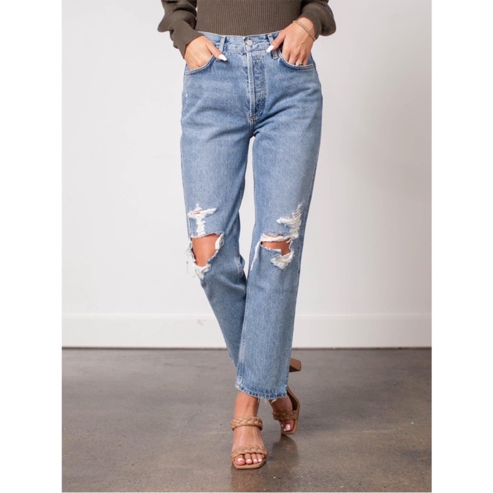 AGOLDE Fen High Rise Relaxed Taper‎ Jean Wander Ripped Distressed Womens 25 EUC